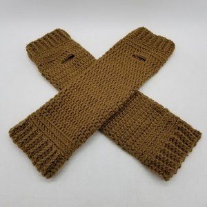 Handmade Crochet Brown Unisex Adult Size Arm Warmers, Winter Accessory
